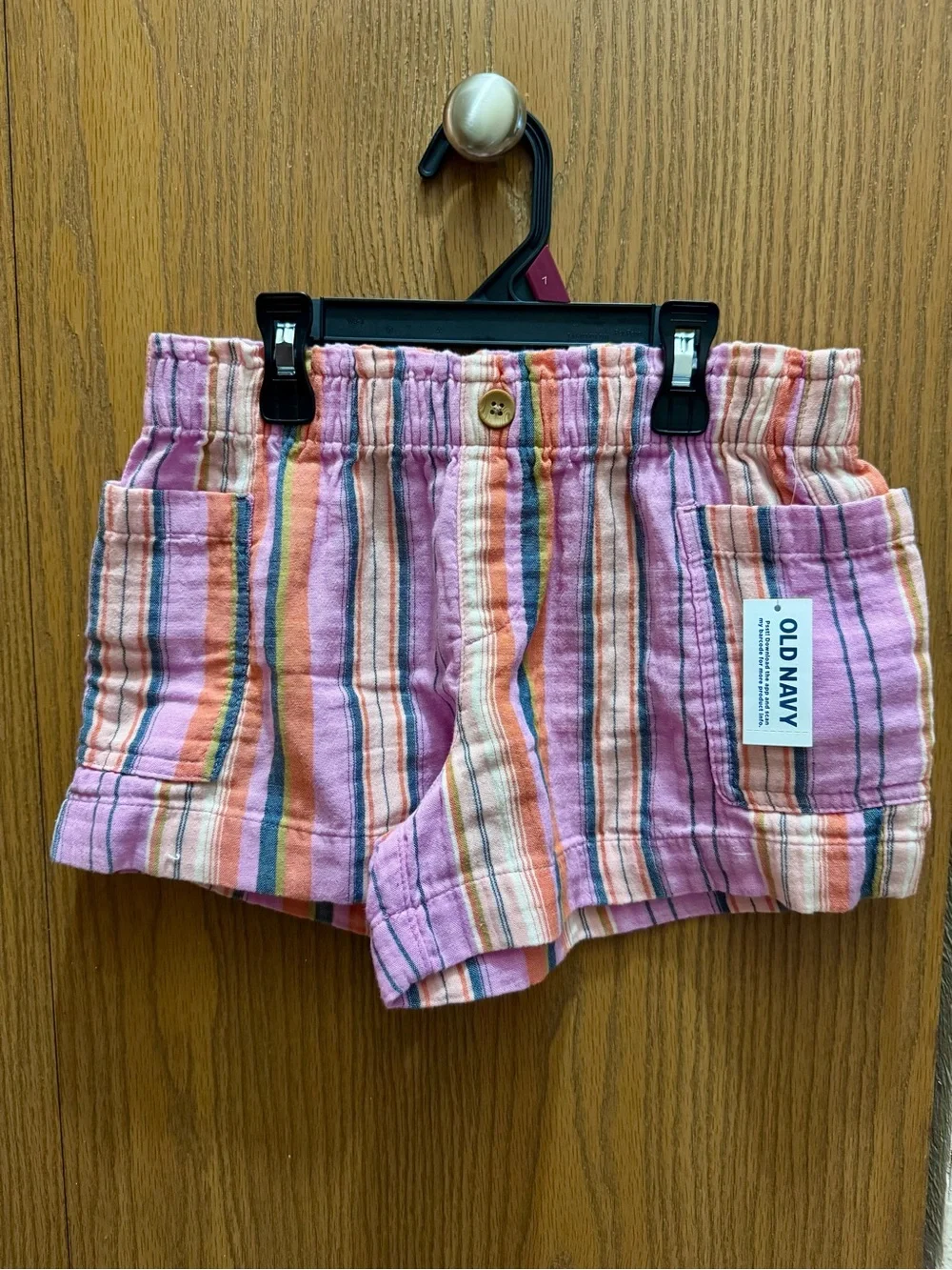 Old Navy Pink & Orange Striped Pull-On Girls' Shorts